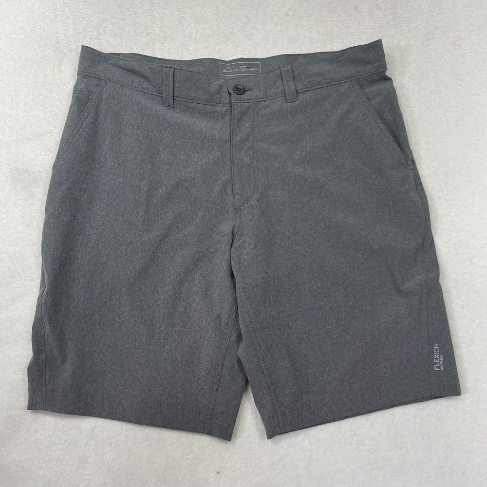 Eddie Bauer Flexion Amphib Travex Hiking Shorts Size 35 Gray Travel Stretch